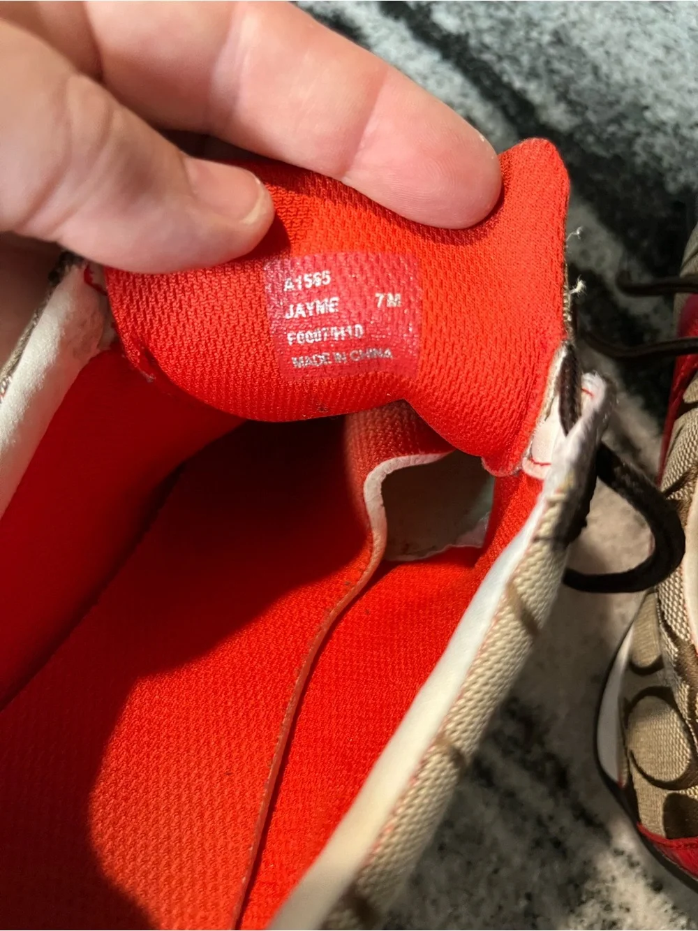 Coach Brown Signature Sneakers with Pink & Red Accents 7 M